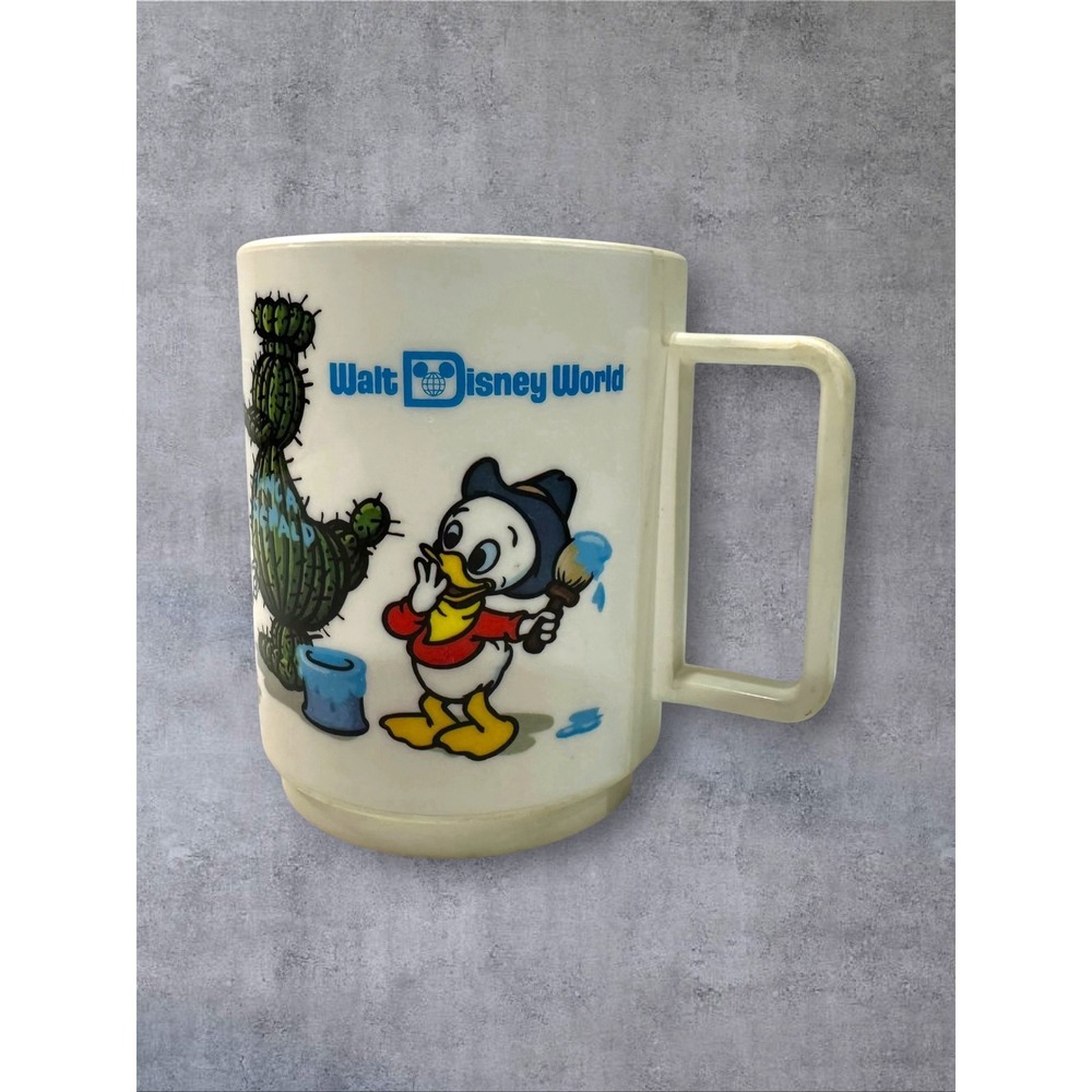 Vintage  Disney Donald Duck Plastic Mug Kids Cream Western Cowboy Deka USA